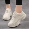 Zwarte Waterdichte Leren Sneakers voor Dames - Dikke Zool, Lichtgewicht, Antislip Casual Reisschoenen