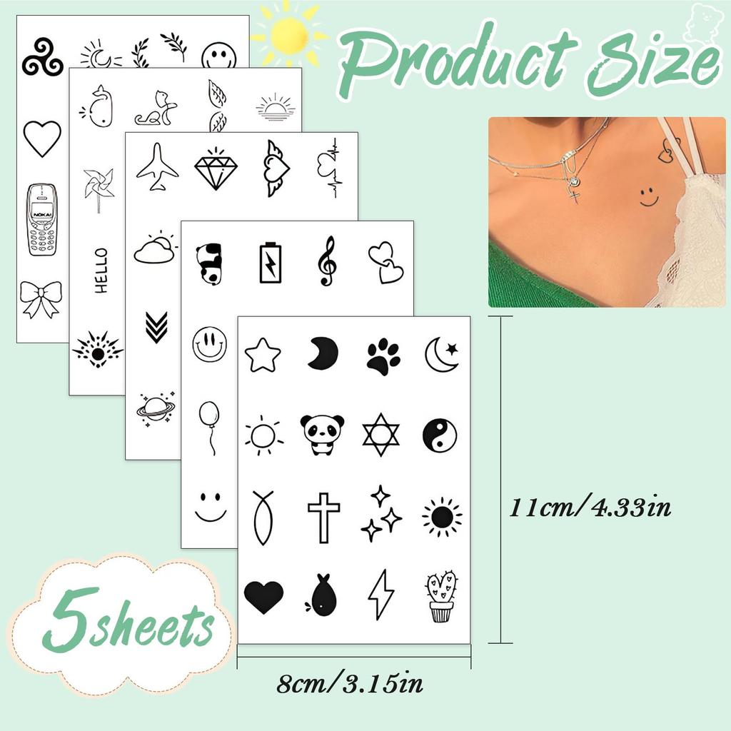 TecoKart® 5 Blatt Temporäre Tattoos für Kinder und Erwachsene, 80 Designs Wasserdichte Fake Tattoos, Tatoo Aufkleber Party Dekoration für Hände, Gesicht, Körper
