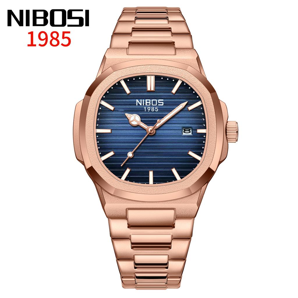 NIBOSI Luxury Man Wristwatch Waterproof Luminous Chronograph Watch for Men Stainless Steel Men's Quartz Watches