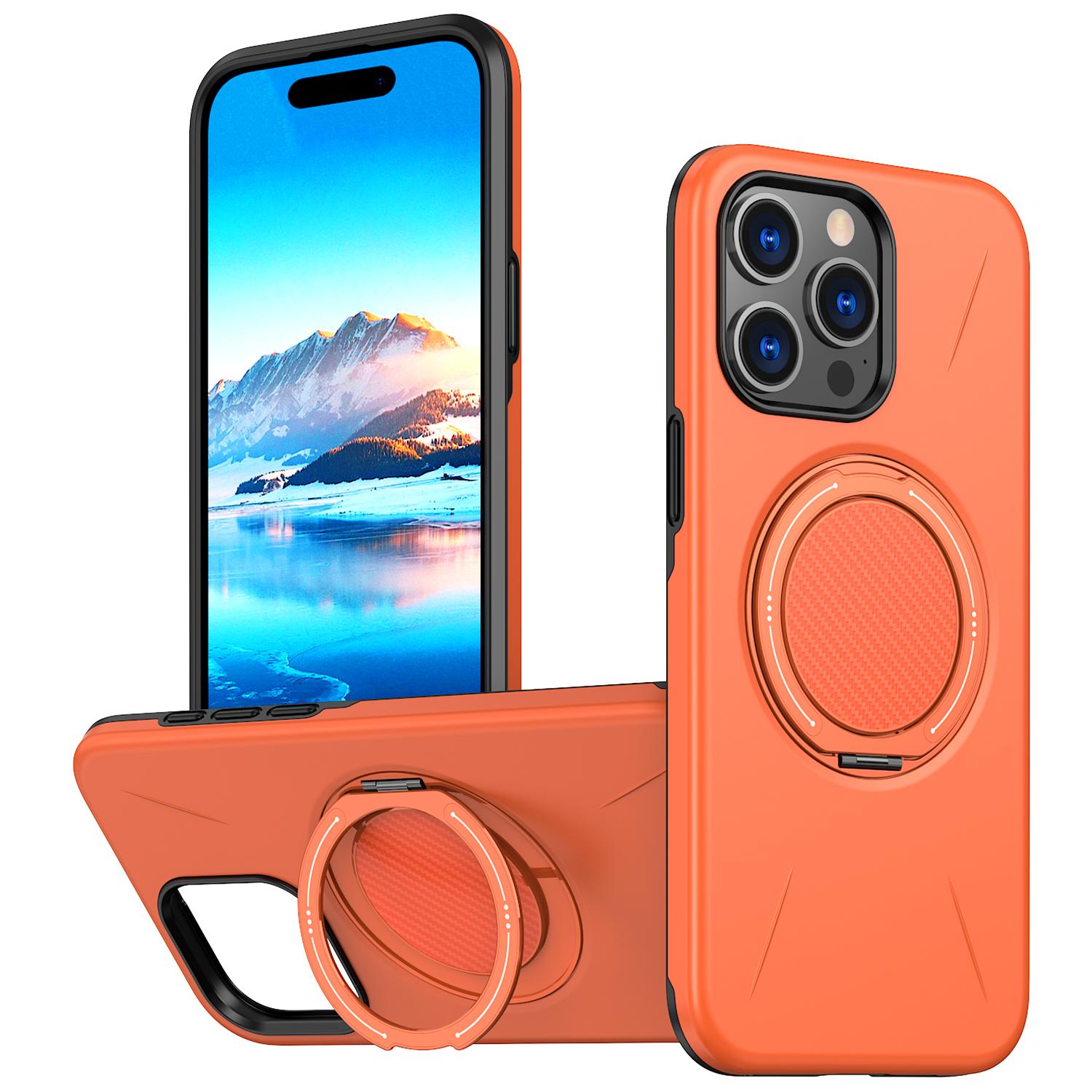 For iPhone 14 Pro Max Magnetic Case Rotating Kickstand TPU + PC Phone Cover A