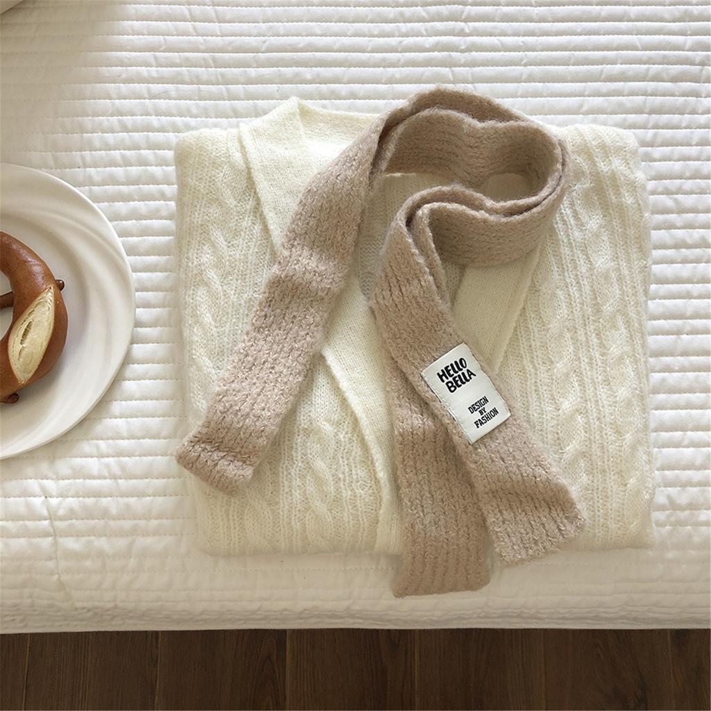 Women Long Thin Scarf Winter Skinny Scarf Lady Maillard Styling Scarf Casual Travel Shopping Taking Photo Scarf for Teen