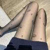 Big And Small Lip Print Sexy And Thin Anti-Hook Silk Black Versatile High Waist Black Silk Red Lip Bottom Socks