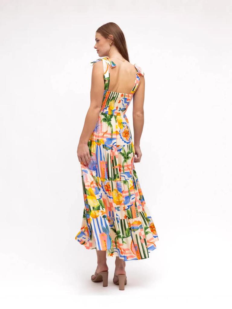 2026 European & American Holiday Style Print Linen Dress