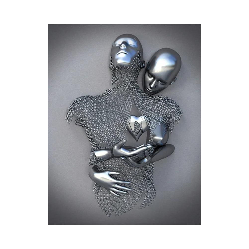 Metal Figure Statue Art Poster High Definition Printing Canvas Painting Prints Couple Sculpture Living Room Home Decor Picture