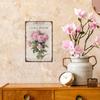 Vintage Rose Metal Tin Sign, Retro Wall Art for Home & Garden Decor, Rustic Pink Roses Design with Green Leaves and Butterflies