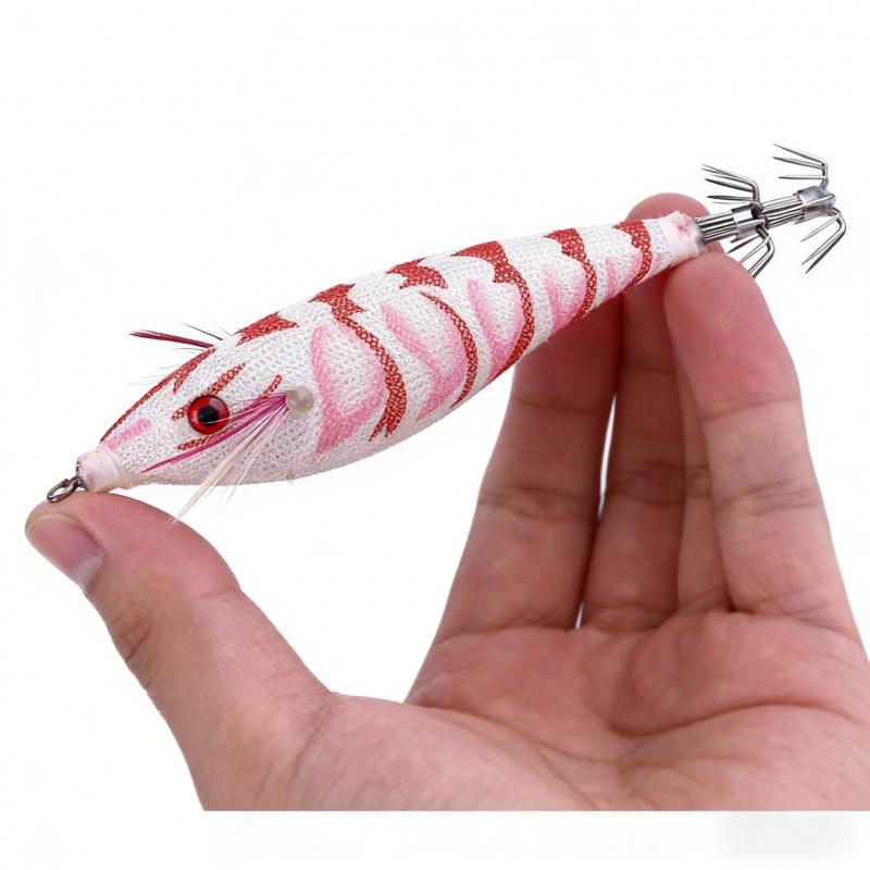Crevette en Bois Lumineuse Appât Artificiel 10cm9gHameçon spécial pour la pêche au leurre en mer, hameçon explosion poulpe, appât pour la pêche de nuit
