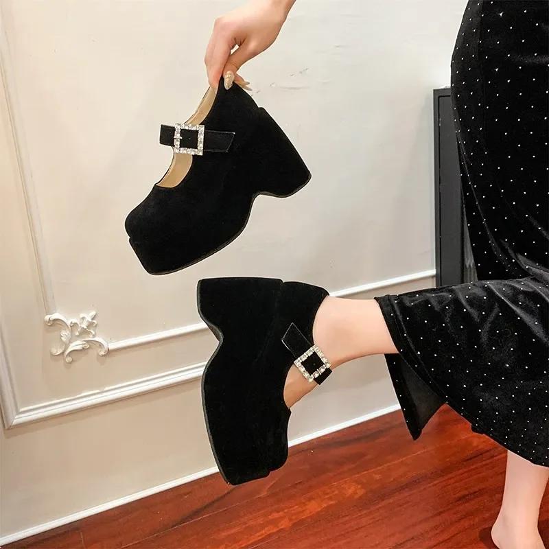 Fashion 10.5CM Spring Wedge Bling Sandals Women Platform Shoes Belt High Heels Gladiator Chunky Heeled Summer Wedges Zapatos De Mujer