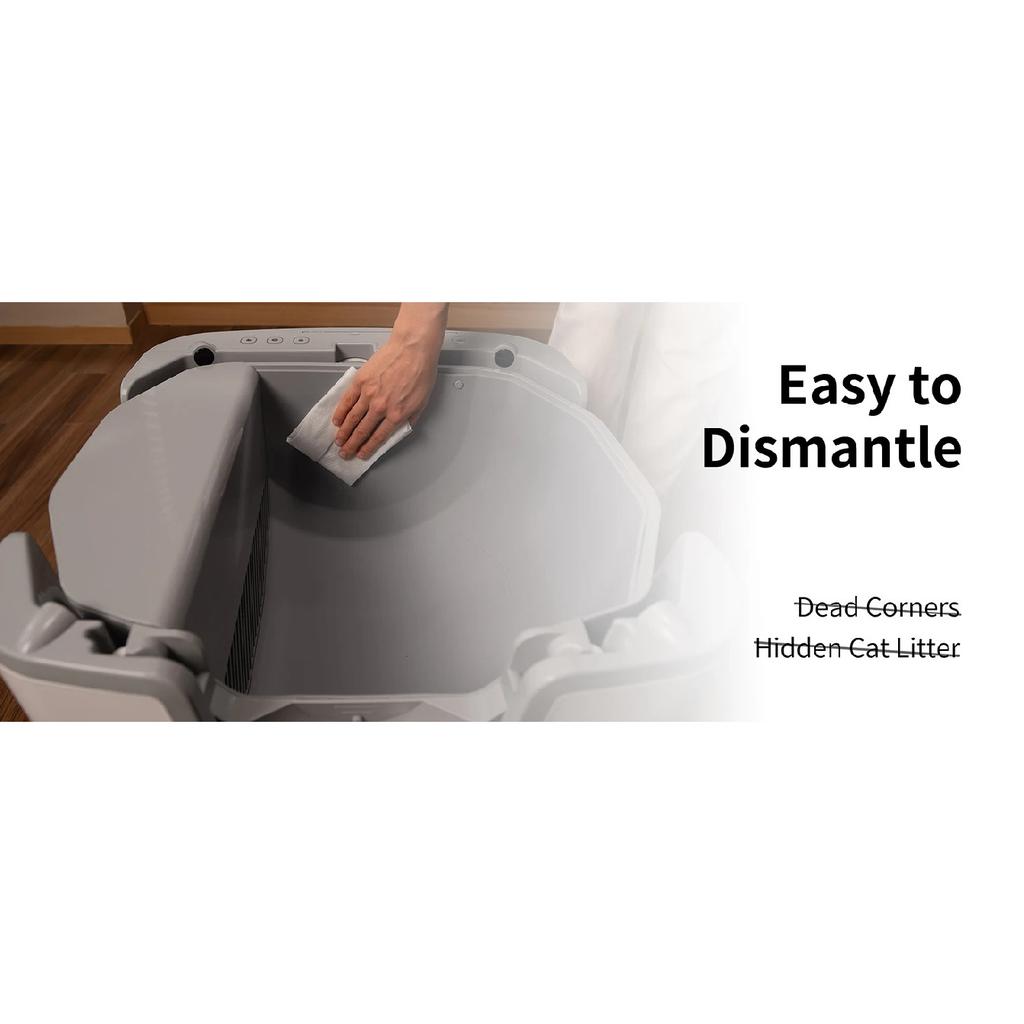 F6 Self-Cleaning Litter Box - Open-Top Automatic Cat Litter Box with Odor Control, Safety Features, and Easy Maintenance