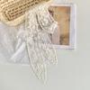 Fashion Long Skinny Ribbon Lace Scarf Floral Embroidery Solid Color Head Scarf Thin Tie Up Headband