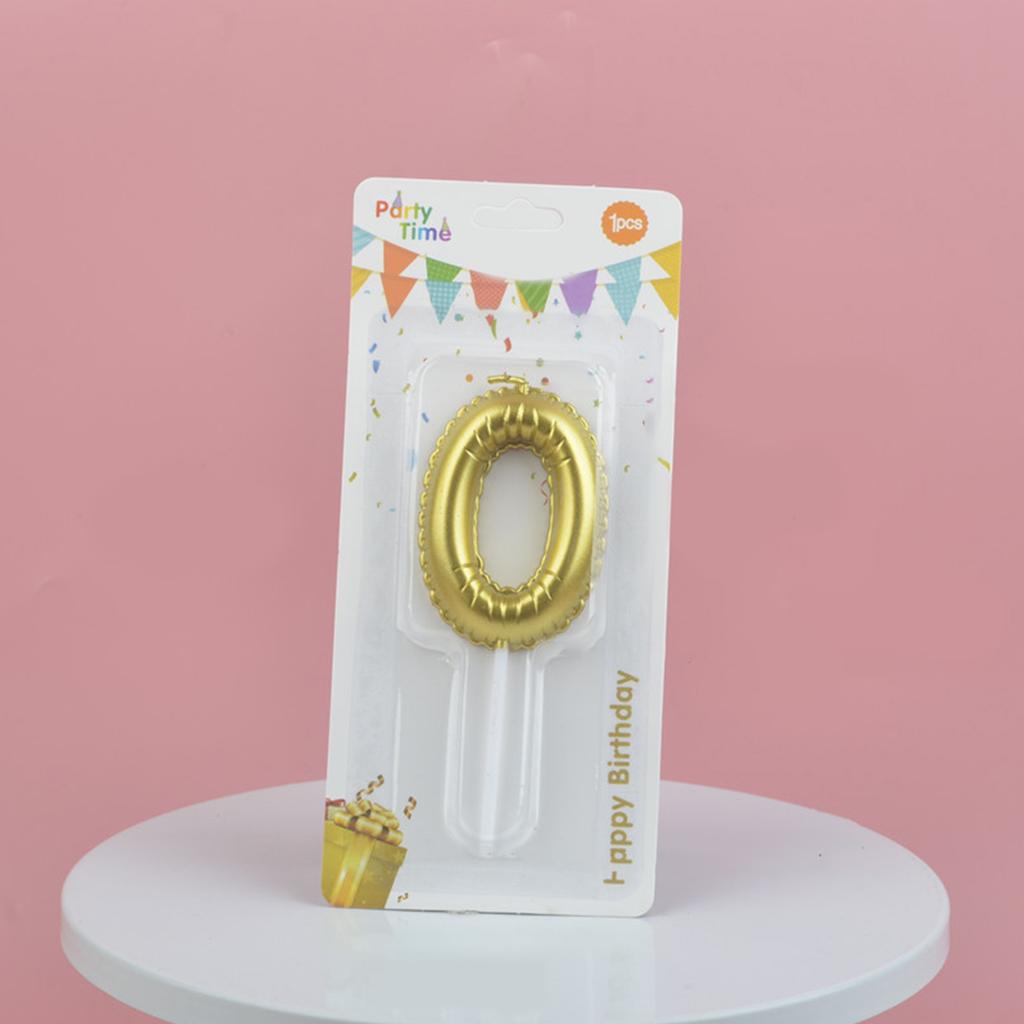 Alles Gute zum Geburtstag Kuchen Dekoriert mit Goldenen Digitalen Kerzen Zartem 3D Ballon für Kinder 0-9 Zahlenkerzen Partydekoration