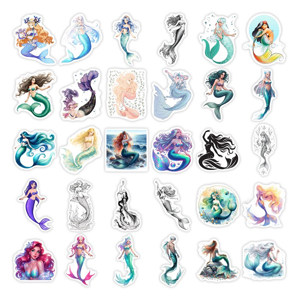 Cute Mermaid Stickers Cartoon Waterproof Vinyl Decal DIY Decor for Scrapbook Luggage Water Bottles Laptop Phone Journal Kid Toys