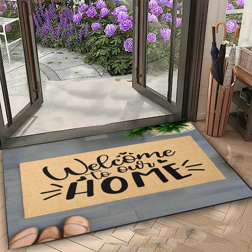 Welcome Pattern Door Mat Various Styles with Different Backgrounds Fonts NonSlip Floor Mat for Home Entrance Decor