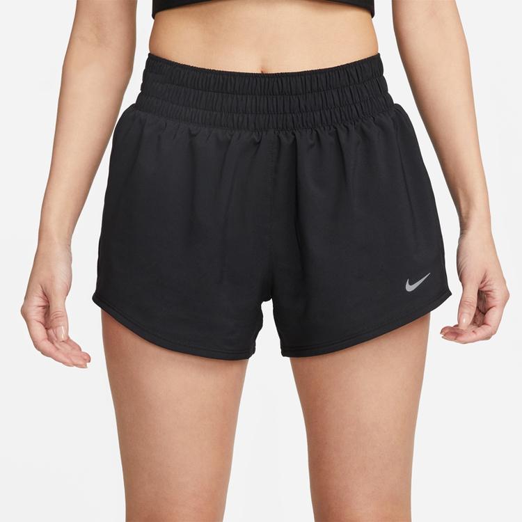 Nike Dri-Fit One Solid Logo Waistband Straight Leg Shorts Women Bottoms Black DX6011-010