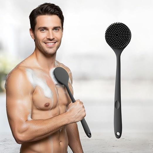 XQZG Long Handle Silicone Body Brush | Soft Exfoliating Shower Scrubber for Men & Women | Deep Cleansing, Massage & Skin Care|Combination Combo |