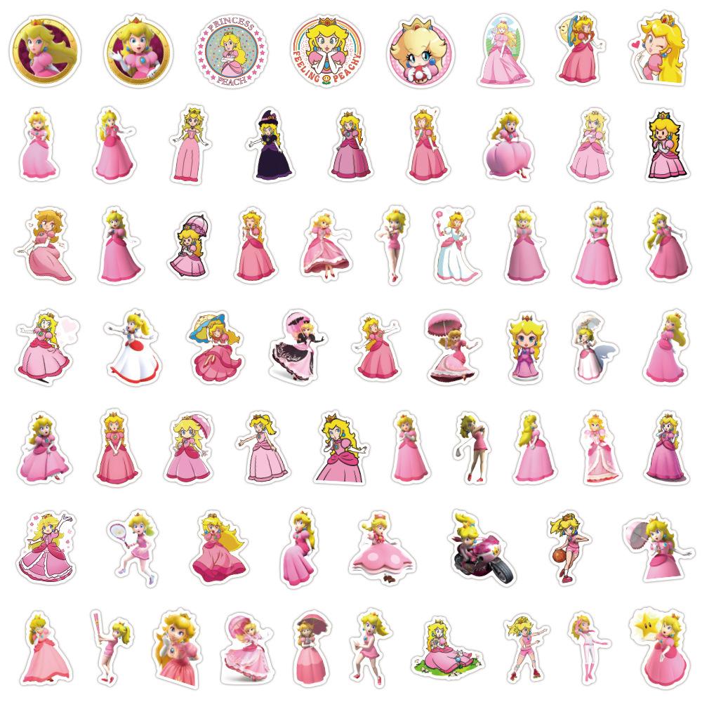 60 Cartoon Peach Princess Stickers DIY Decorative Suitcase Notebook Guitar Waterproof Stickers
