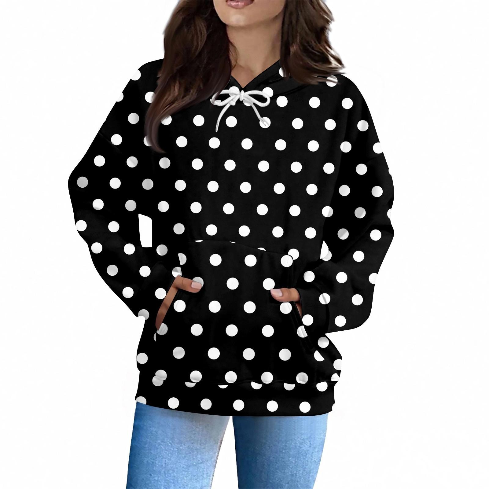 

Женская Мода Повседневная Толстовка Длинный Рукав Принт Топ S чёрный