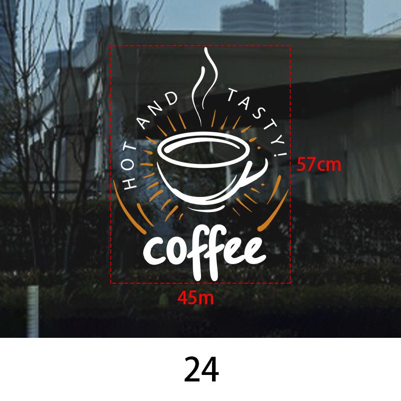 Coffee Shop Wall Sticker Cafes Ice Cream Bread Cake Wall Art Decals DIY Restaurant Milk Tea Shop Decor Sign Window Glass Film