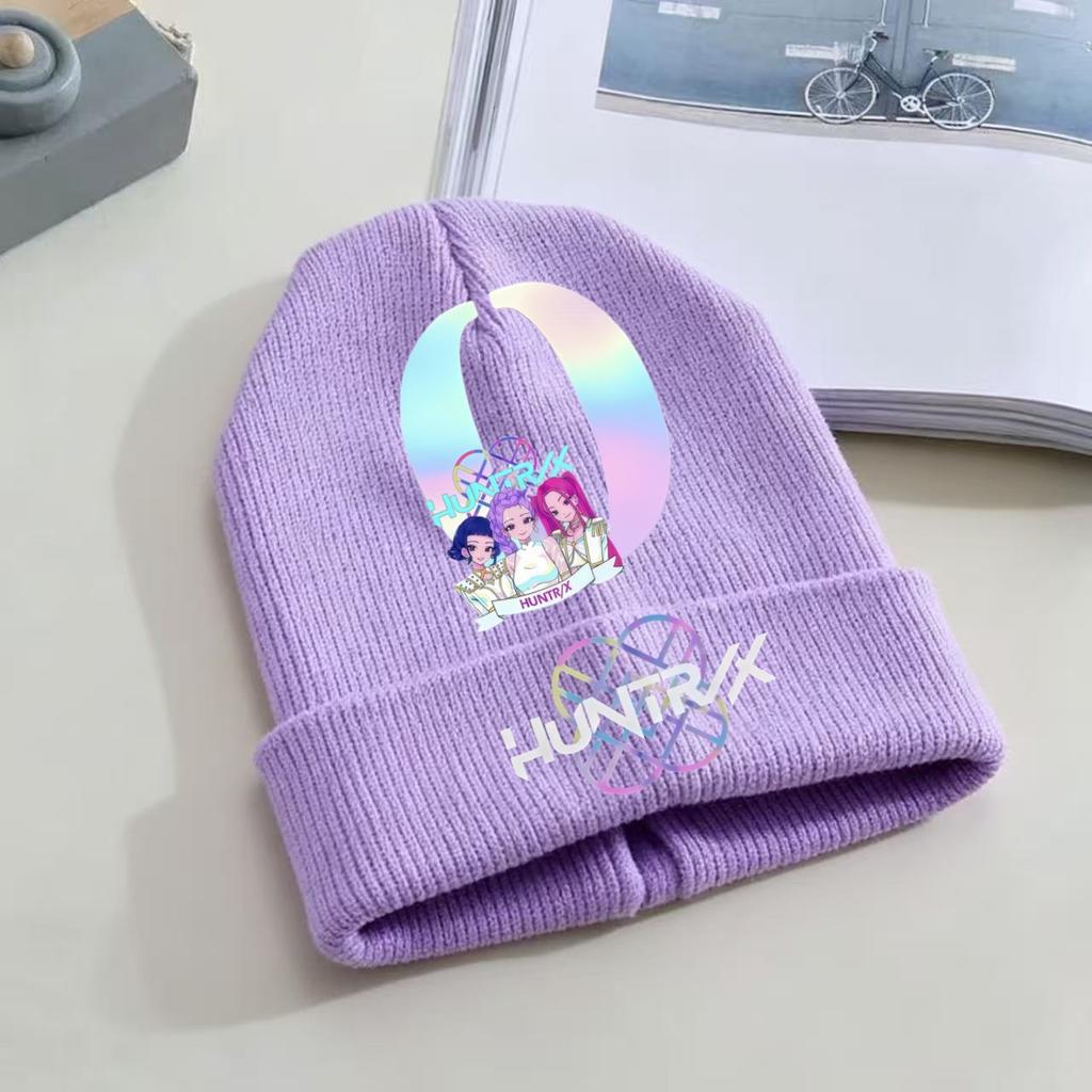 Kpop Dämonenjäger Kinder Strickmütze - A-Z Buchstabe/Anime Cartoon Beanie, Winterwarme Skullies für Kleinkind/Mädchen Geburtstagsgeschenk