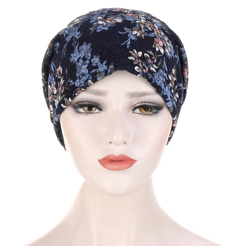 Pălărie cu turban pentru femei cu imprimeu multicolor Turban musulman pentru femei, înfășurată sub șapcă chimică de turban