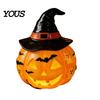 Non Dazzling Bedroom Lamp Halloween Vintage Table Lamp, Retro Resin Pumpkin Skeleton Black Cat Decorative Night Light, Gothic Bedside for Living Room