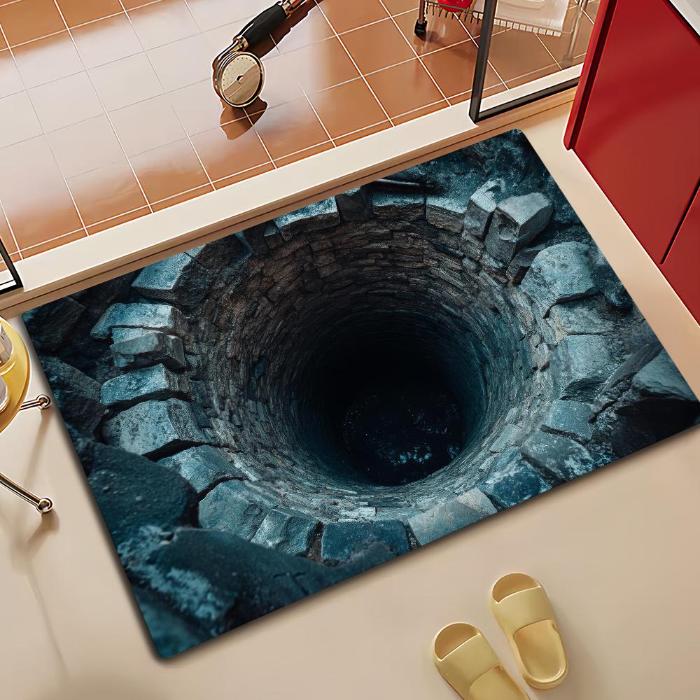 

3D Optical Illuson Bottomless Microfiber Decorative Versatile Bath Door Mat Flannel Floor Mat Quick Dry Absorbent Non-slip Sole 40cm x 60cm