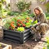 Raised Beds for Garden, Galvanized Outdoor Planters, for Herbs and Vegetables, Use for Patio, Backyard, Balcony, Grey