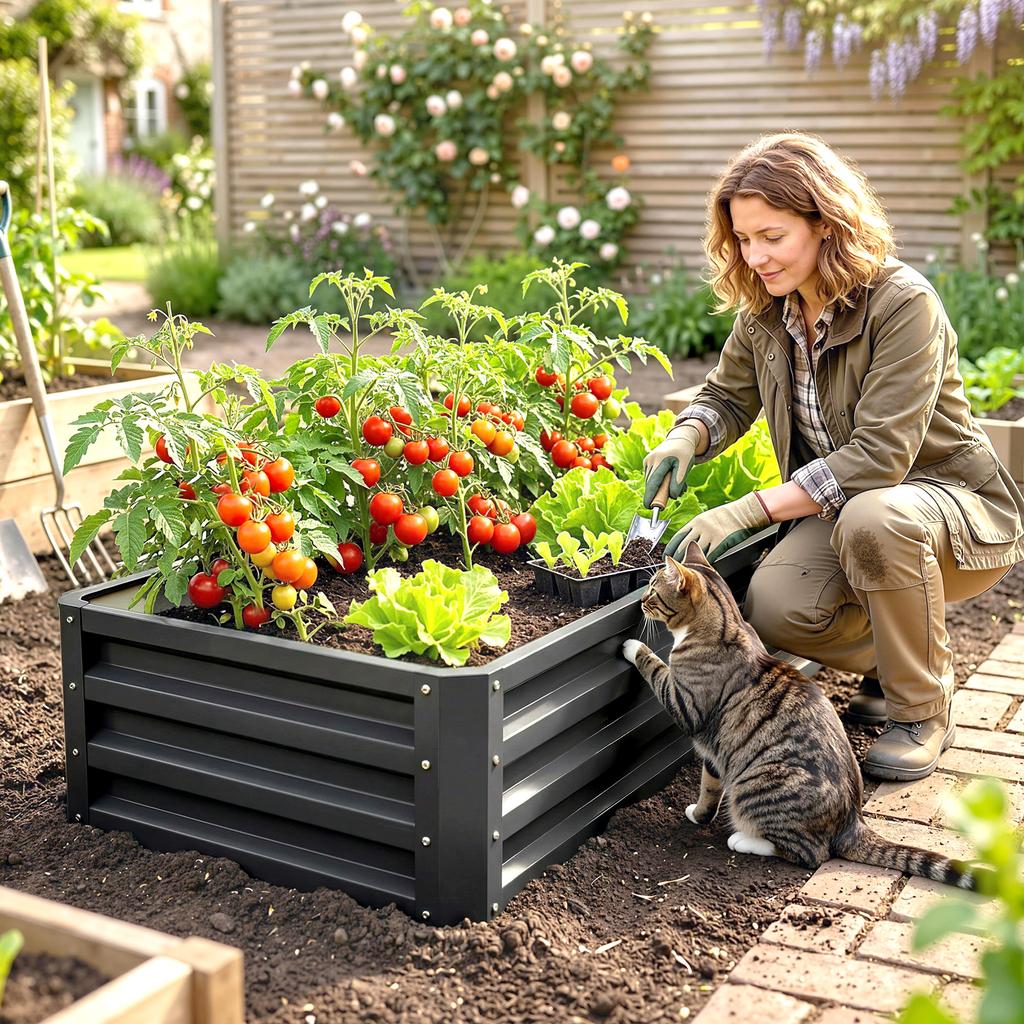 Raised Beds for Garden, Galvanized Outdoor Planters, for Herbs and Vegetables, Use for Patio, Backyard, Balcony, Grey