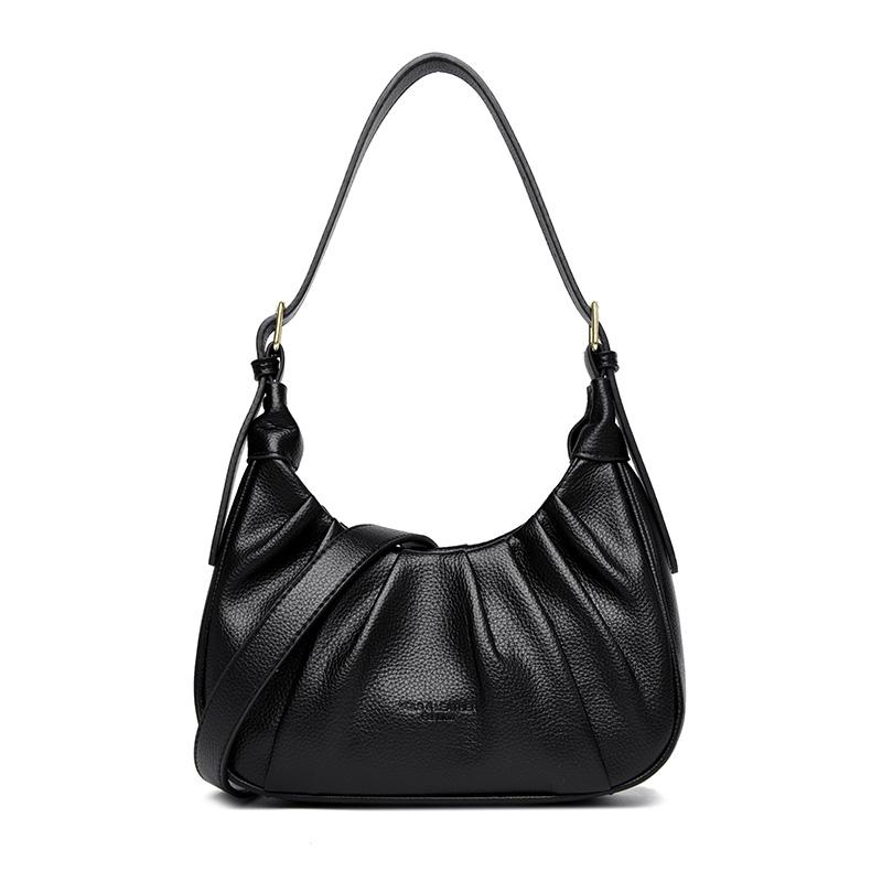 Geantă de umăr pentru femei cu design minimalist - Geantă de mână plisată uni, Geantă crossbody la modă potrivită pentru uz zilnic și cumpărături