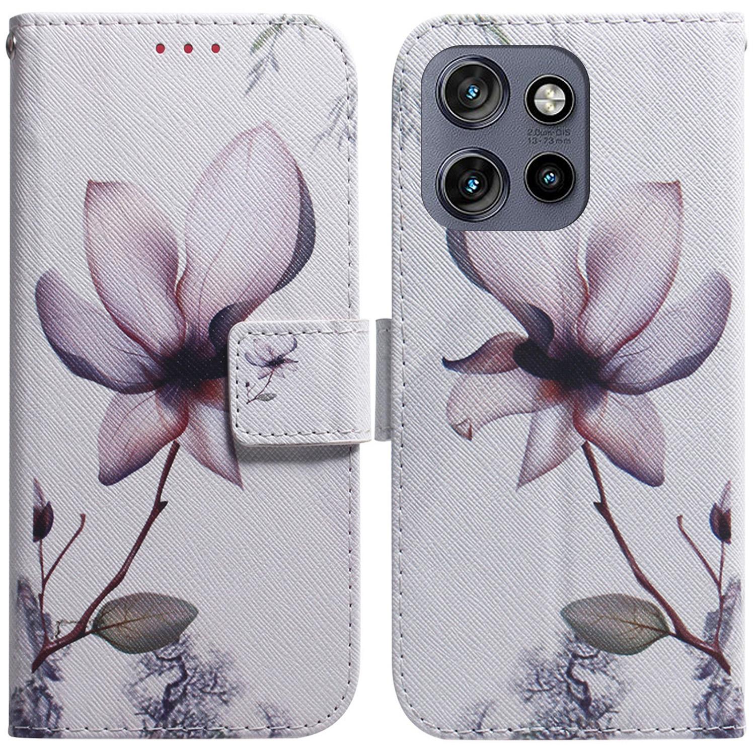 

For Motorola Edge 50 Neo 5G/Moto S50 5G/Thinkphone 25 5G Wallet Case Pattern Print Leather Phone Cover Pink Flower