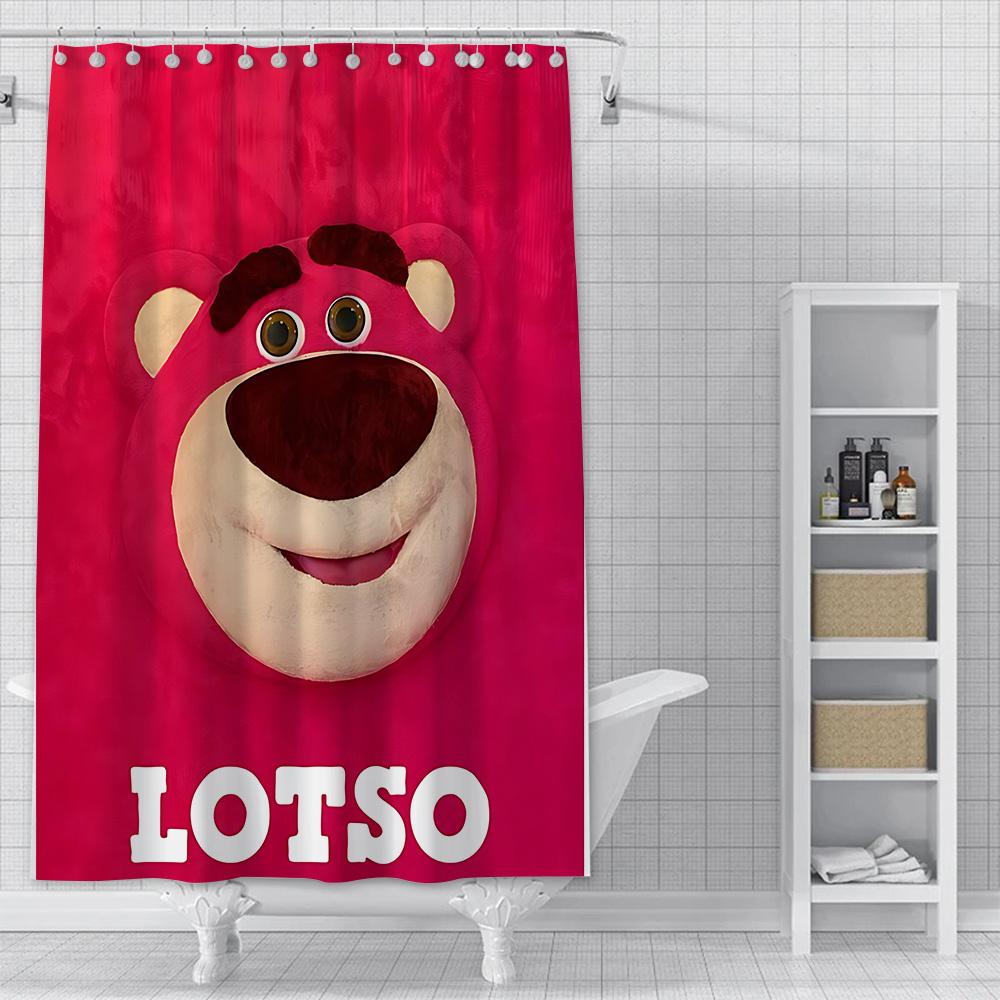 Shower Cute Pink Lotso Curtain Waterproof Polyester Fabric Paint Colorful Bath Curtains Home Bathroom Decor With Hook