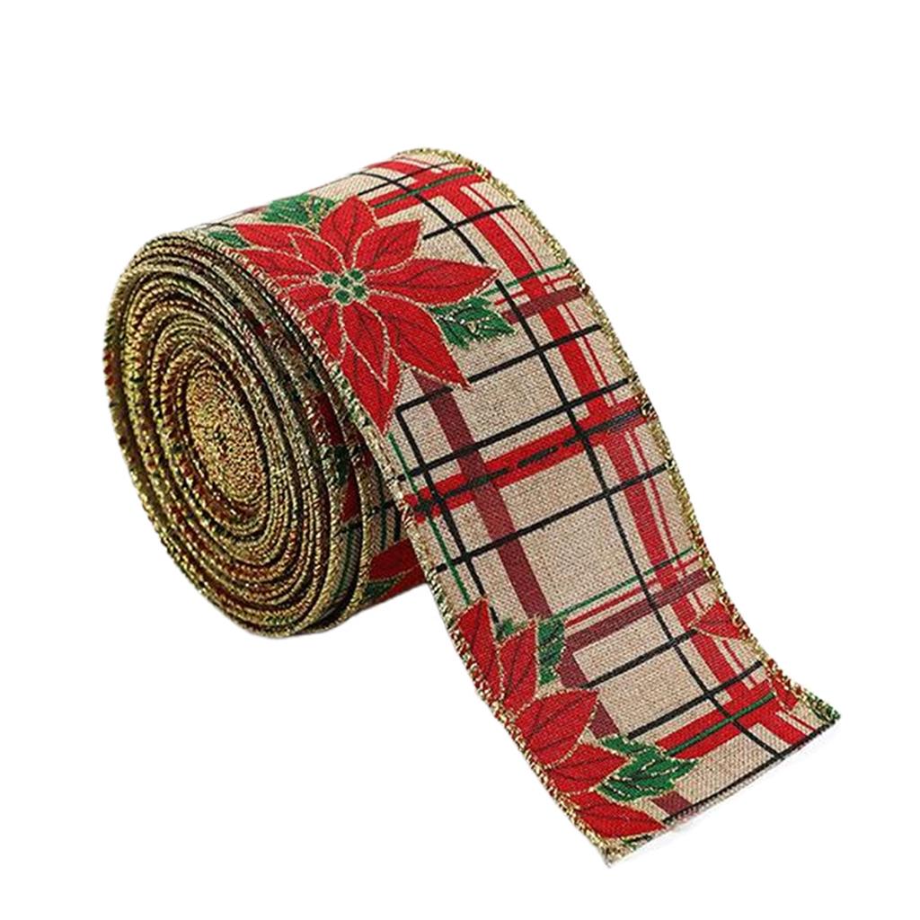Linen Christmas Themed Ribbon Festive Atmosphere Anywhere Go Wrapping Ribbon Burlap Ribbon Ribbons