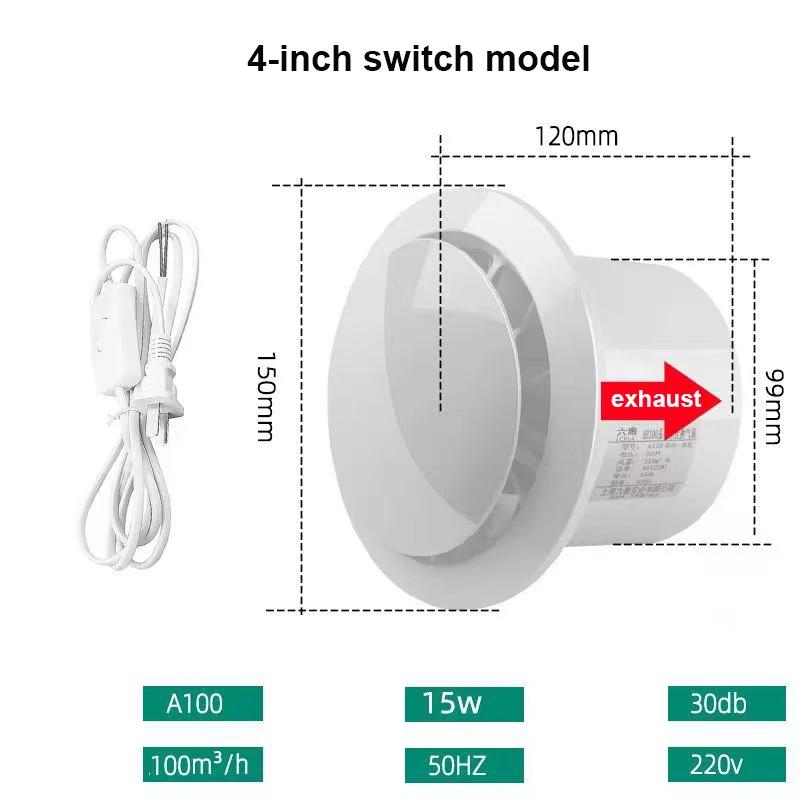 

4-дюймовый 6-дюймовый вентилятор для ванной комнаты, настенный, бесшумный, бытовой, вытяжной вентилятор, кухонный, с дистанционным управлением, вытяжной вентилятор EU
