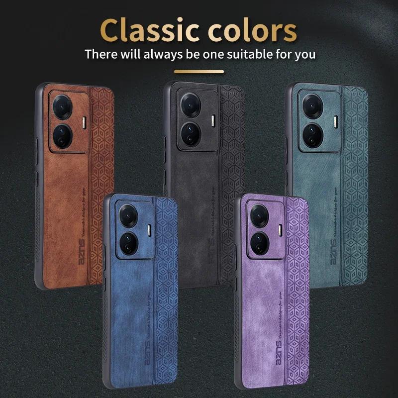 Luxury 3D Embossed Leather Case for Vivo S15 S16 S17 T1 Pro 15e 16e 17e Skin Feel Soft Edge Rugged Bumper Back Cover Funda