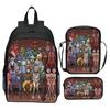 Gorillaz UK Virtual Band Printed Cartoon Backpack 3-Piece Set School Bag Lightweight Large Capacity
