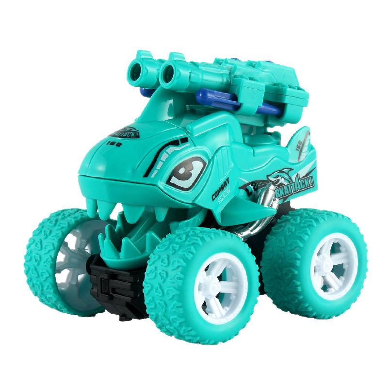 Children's Double-track Dinosaur Launch Toy Car - Drop-resistant, Inertial Baby Shark Design.