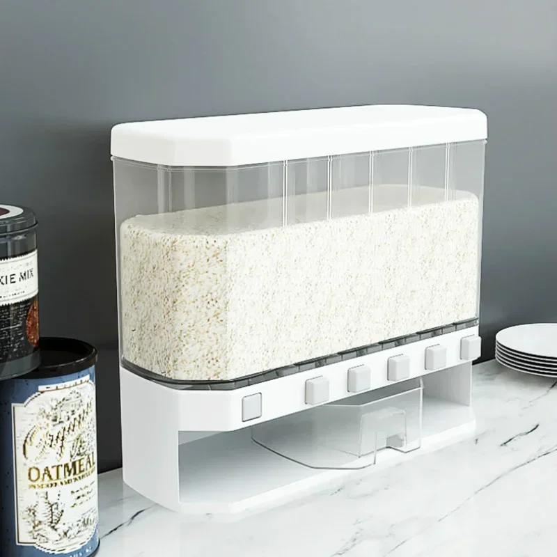 Grain and Cereal Rice Bucket Household Sealed Moisture-proof Kitchen Rice Storage Box Whole Grain Storage Dispenser