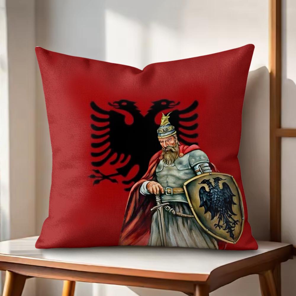AAlbaniaS Flag Cushion Cover Natural Linen Organic Fabric DoubleSided Printing Couch Pillow Covers Home Decor