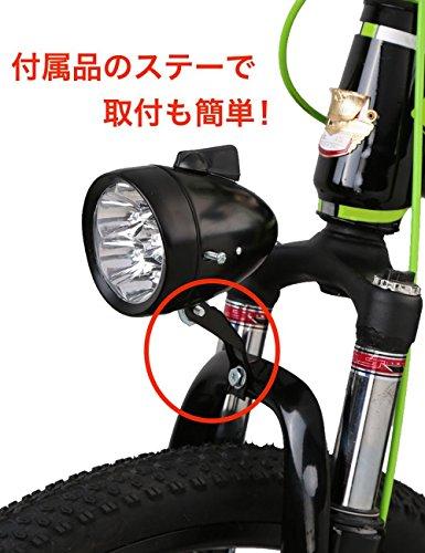 K-cocochi Bicycle Headlight, 7 LEDs, Bullet-Shaped, Retro Design, Battery-Operated (Black)