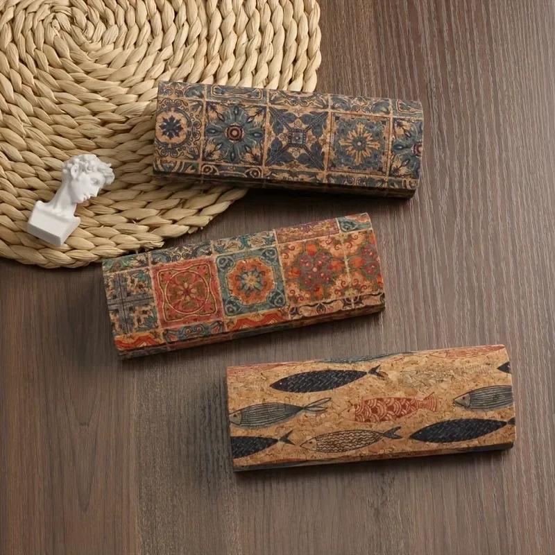 1PC Retro Ethnic Style Glasses Case Ancient Mural Pattern Myopia Glasses Sunglasses Sunglasses Ladies Men Universal Glasses Case