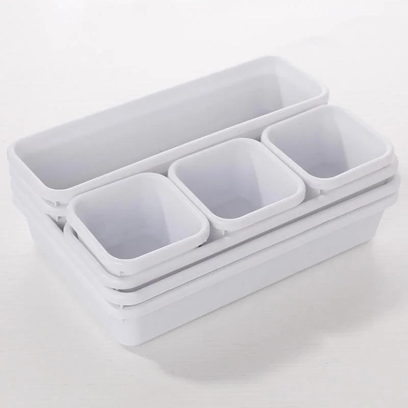 8Pcs Sundries Storage Plastic Boxes Multi-functional Divided Storage Box Plastic Makeup Organizer Desk Drawer Storage Tray Home белый 980₽