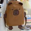 Kawaii Capybara Nylon Backpack Korean Style Cartoon Students Book Bag Capybara School Bag  Outdoor