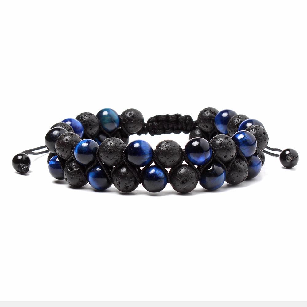 Volcano Lava Tiger Eye Double Row Adjustable Bracelet