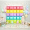 Pink Rainbow Square Aluminum Foil Balloon Wall Double Sided Square Balloon Birthday Party Shower Wedding Anniversary Decoration