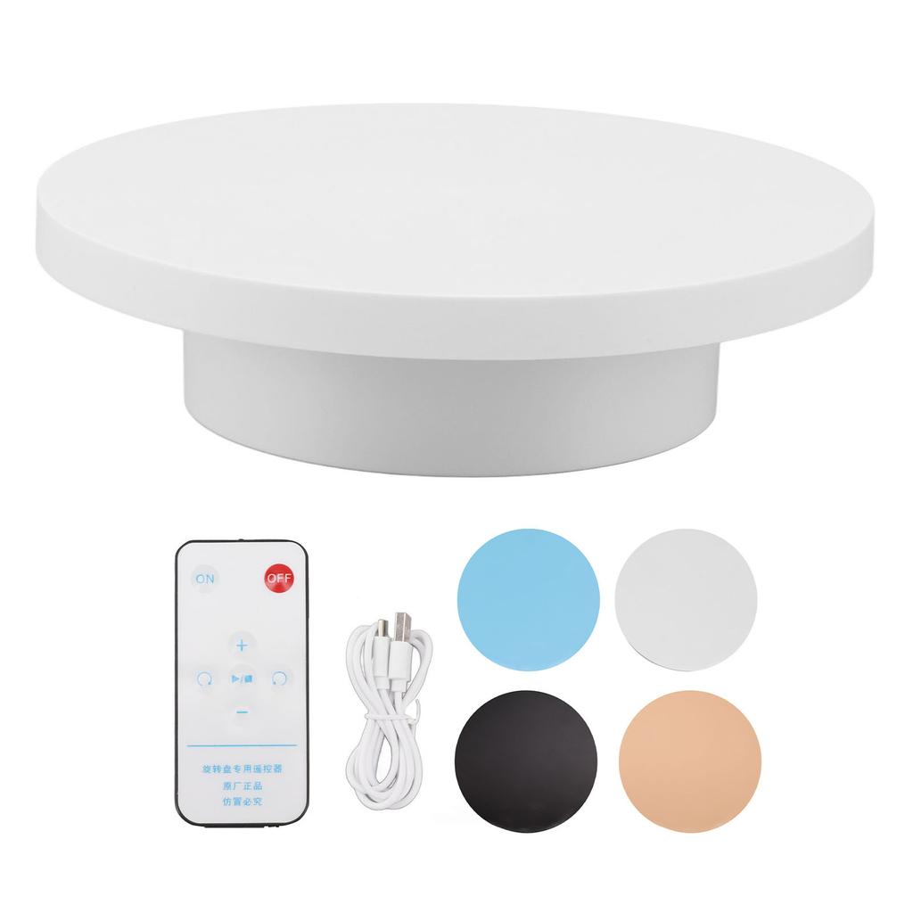 Rotating Display Stand White Plug in Remote Control Load Bearing 3kg Automatic Rotating Stand for