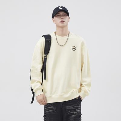 American Heavy Trendy Brand Printing Crew Neck Sweater Men'S Spring And Autumn Loose Casual Pullover Long-Sleeved Top