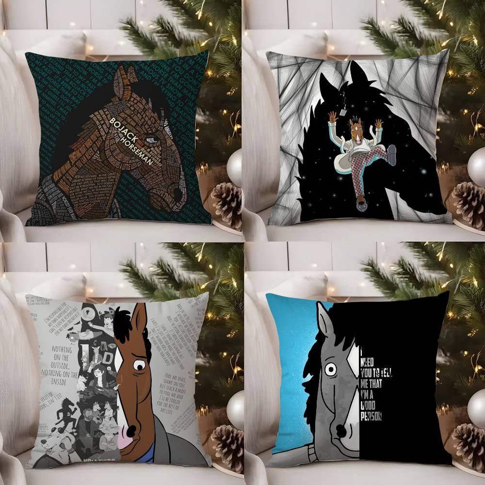 B-Bojack Horseman Pillow Case Home Dorm Chair Back Short Plush Double-Sided Printing Office Nap Time Cushion Cover