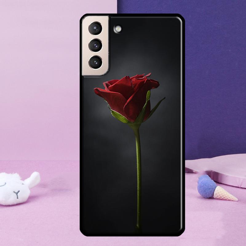 Red Rose Flower Phone Case For Samsung Galaxy S25 Ultra S23 S20 S21 S22 S24 FE S9 S10 Plus S24 Ultra Cover