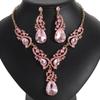 Vintage Statement Necklace Earrings Set Alloy Plated Jewelry Evening Party Wedding