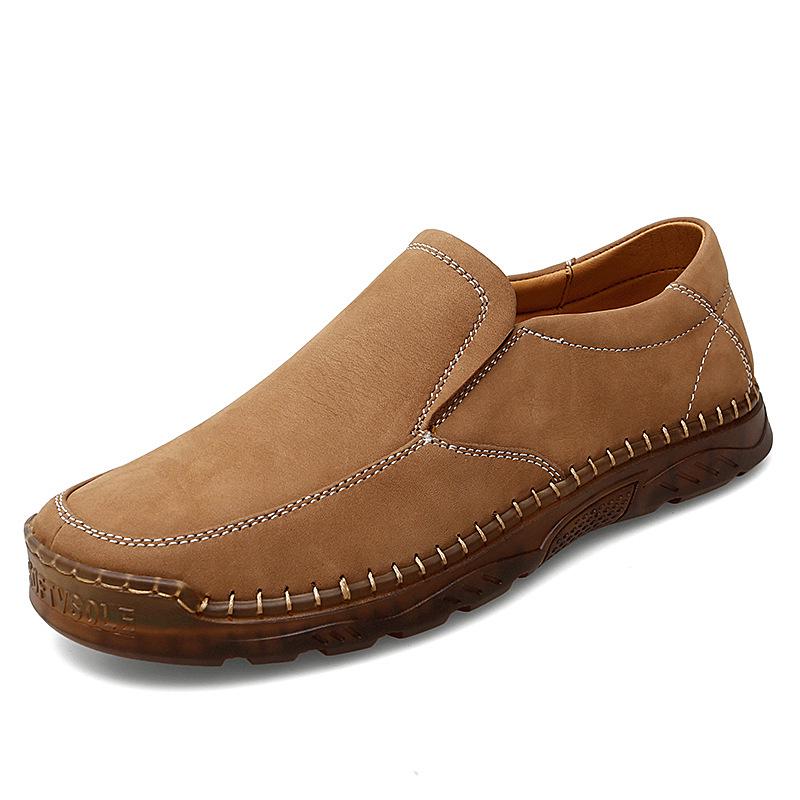 Men s Genuine Leather Hand-Stitched Slip-On Loafers - Casual, Large Size, Spring/Autumn. 45