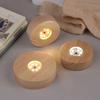 8cm Round Wooden LED Light Dispaly Base Stand Holder able Night Lamp Base Crystal Glass Resin Art Ornaments